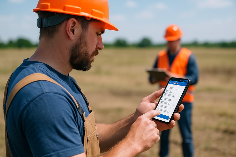 Field crew using Install Reports app to create a job report on-site